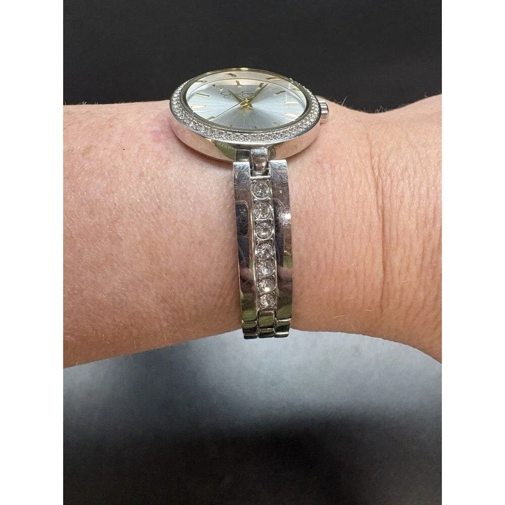 Jessica Simpson Silver  and Gold Tone Rhinestone Dial Women’s Watch